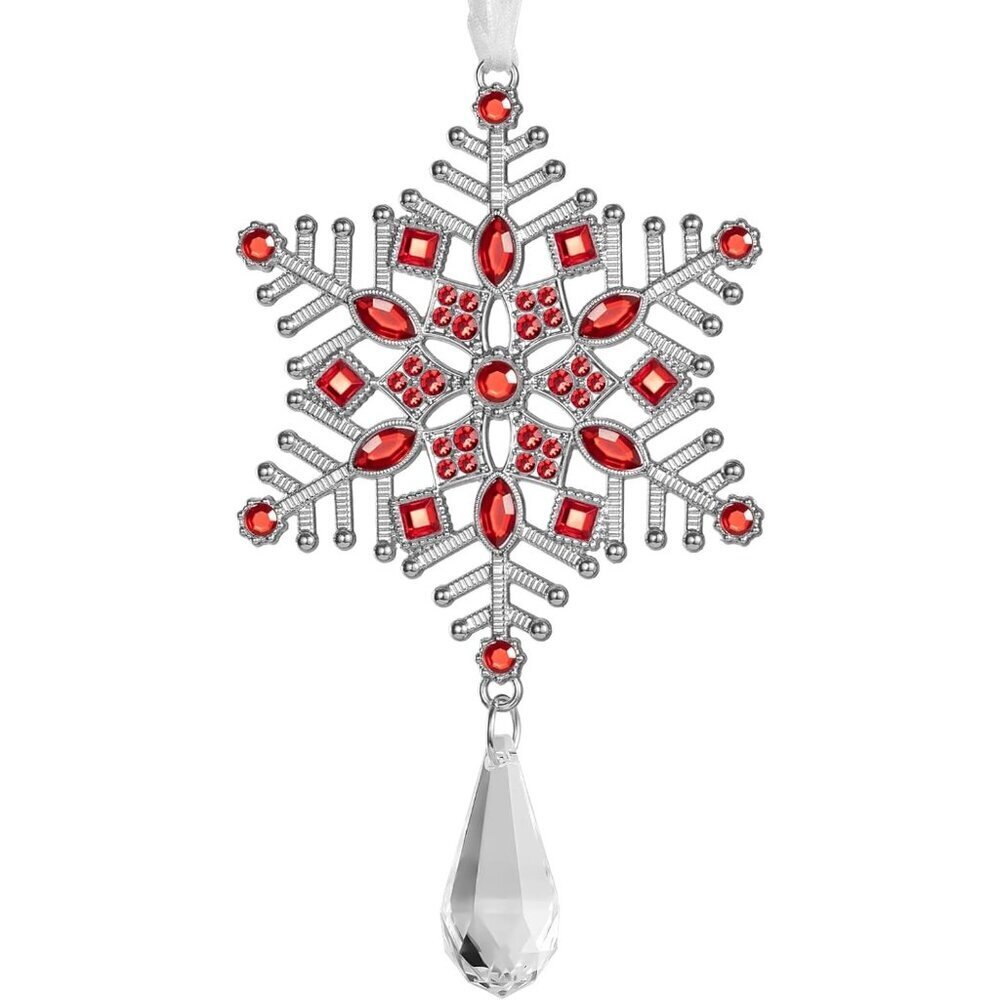 🆕Christmas Tree Ornaments Rhinestone Snowflake Hanging Pendant Charm Decorative